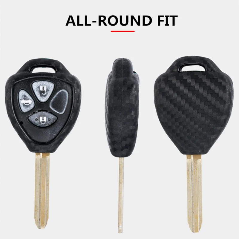Новинка 2019 чехол для ключей из углеродного волокна с силикагелем Toyota Corolla HiluxYarisRav4