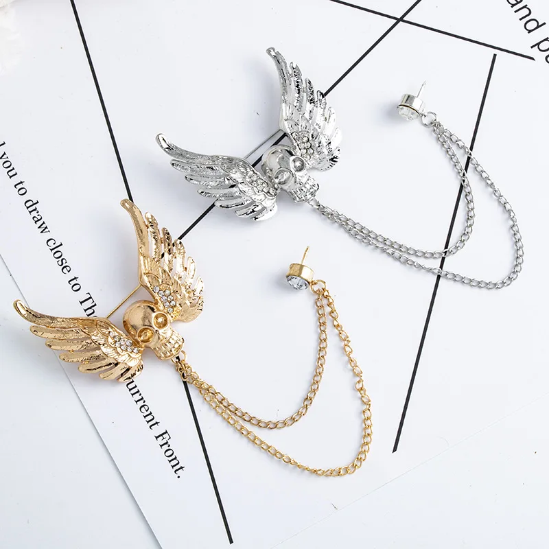 Новая панк Шаньтоу Ангел брошь крылья Кристалл кисточка цепь отворот булавка