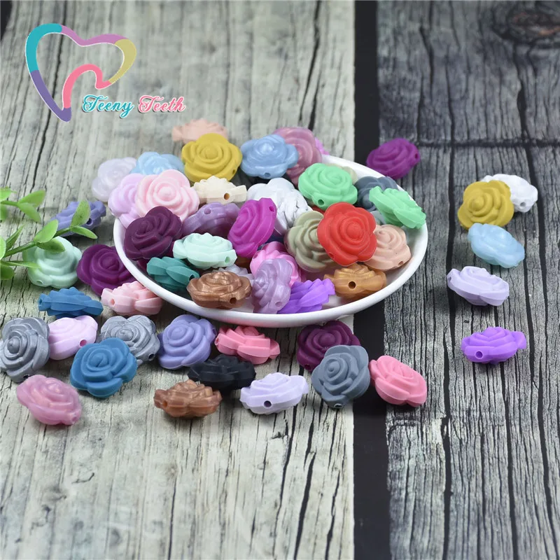 Подростковые зубы 10 шт. 3D Роза силиконовая искусственная бусины для жевания