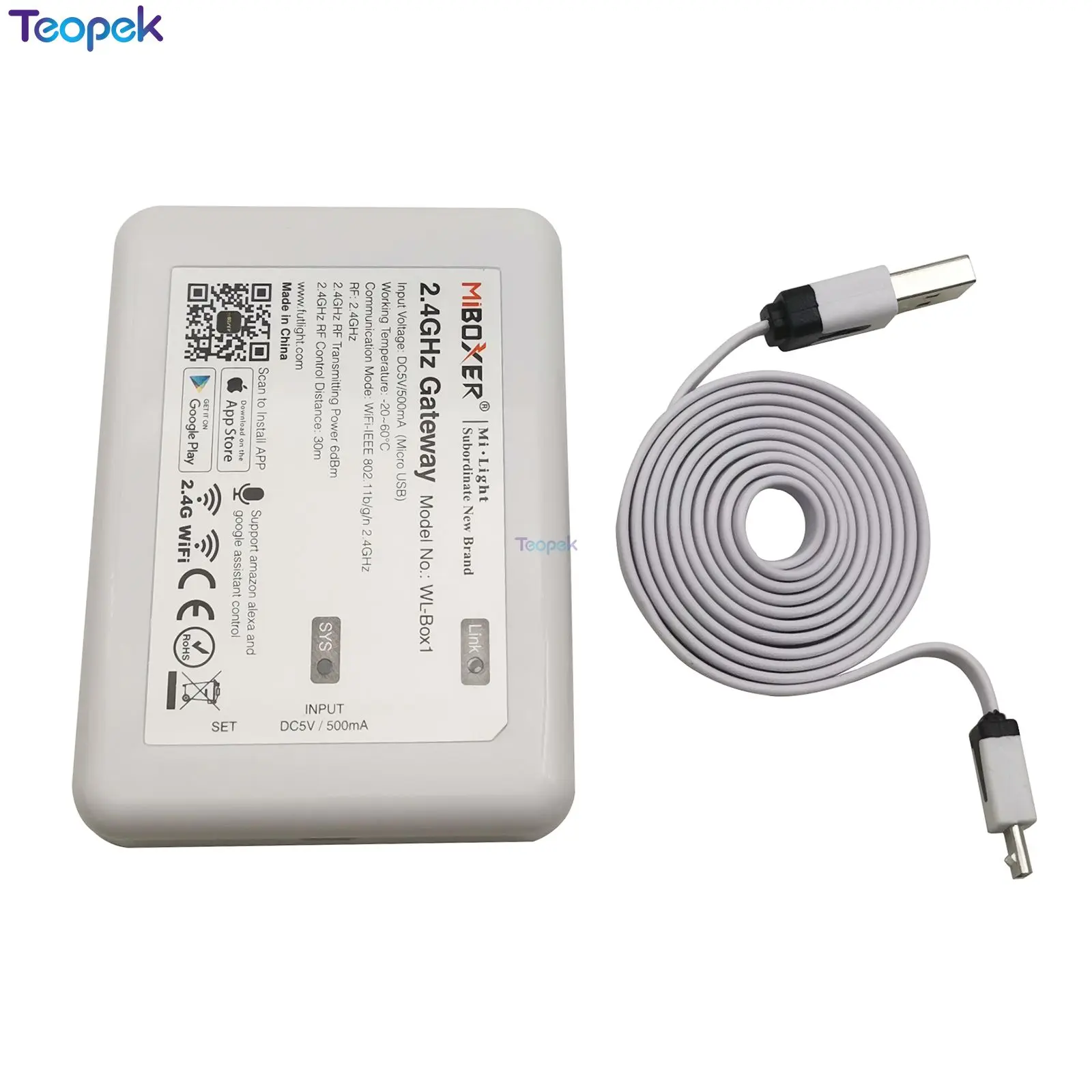 Miboxer WL-Box1 2,4 ГГц Wi-Fi контроллер DC5V IOS/Andriod система беспроводного управления приложением совместима с Alexa Google Home