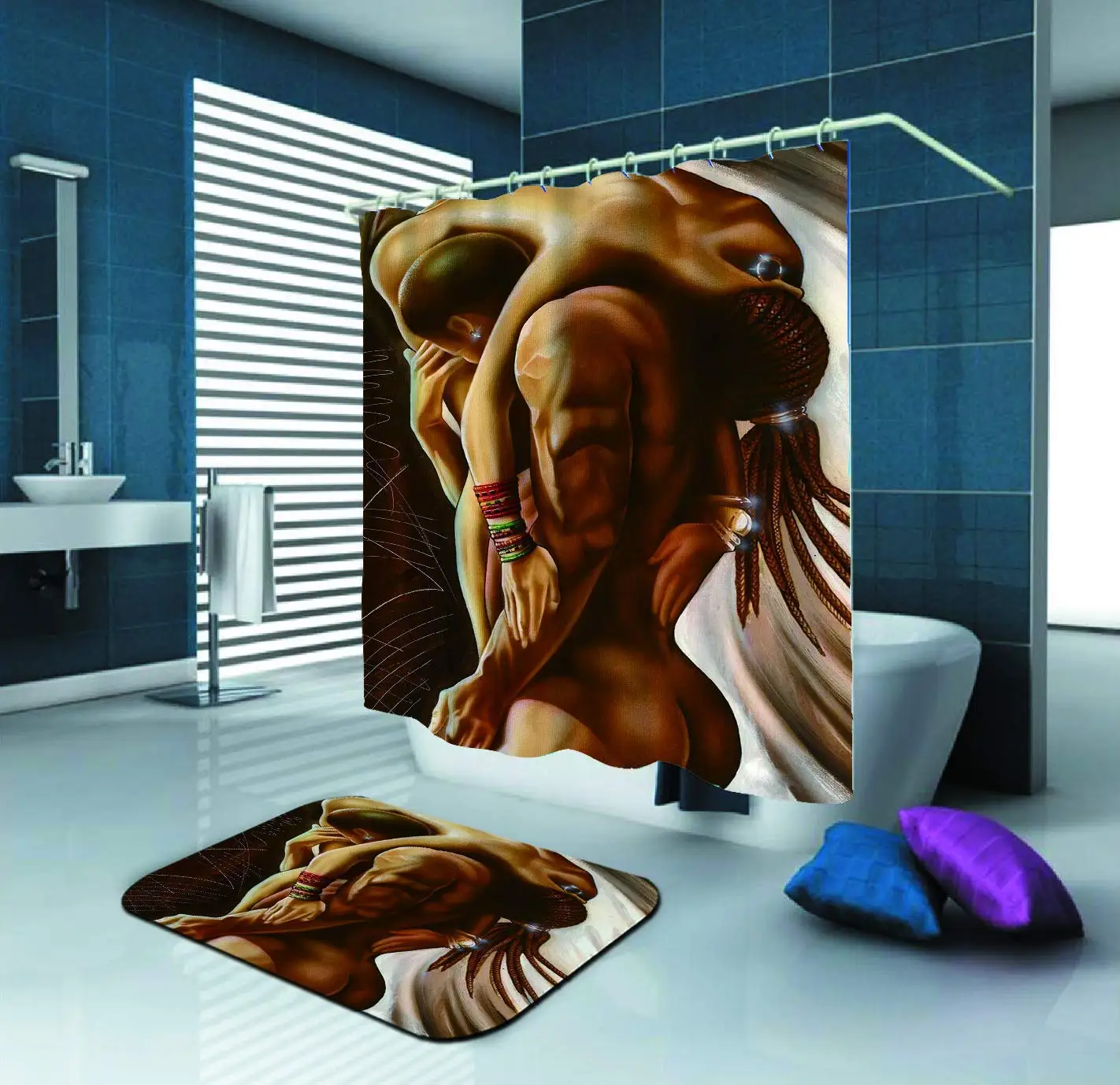 

African American Women Couple Deep Love Black Art Shower Curtain Do Not Include Mat