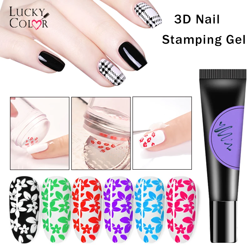 12 цветов гель для штамповки ногтей цветной лак растворимый штамповка УФ дизайна