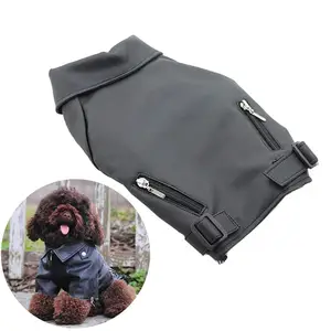 Dog PU Leather Winter Coat Warm Zip up Puppy Jacket Dog Coat Vest Windproof Warm Dog Clothes Coat Ap