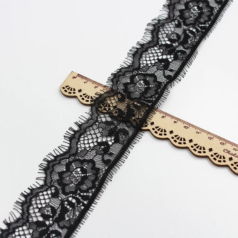 5 8 см 3 ярда/партия вязаная Цветочная кружевная лента отделка ткань с черными