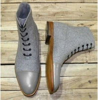 new mens pu leather stitching grey hat toe dress boots lace up ankles mens formal boots business casual boots 5ke397