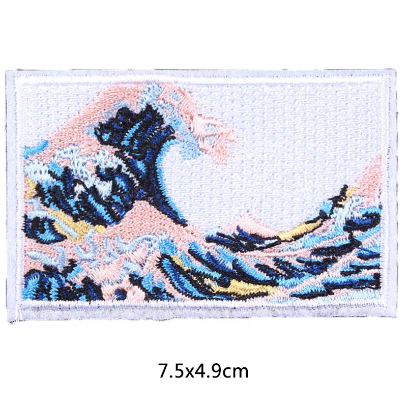 Нашивки для одежды пейзаж аппликация искусство горные волны живопись DIY