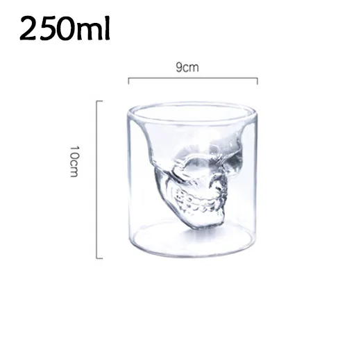 250ML Креативная голова призрака 3D термостойкая анти-обжигающая двойная стеклянная чашка для Хэллоуина, вечерние, Клубные, рождественские, питьевая утварь - Цвет: 250ML