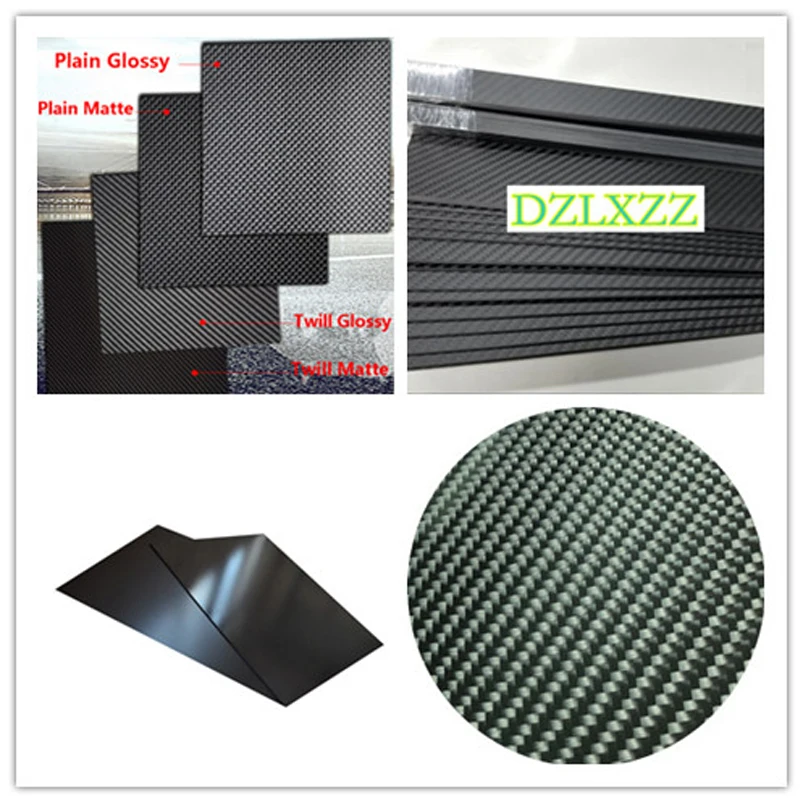 

1pc Plain Matte Glossy 100% 3k Carbon Fiber Plate Panel Sheet Various sizes Composite Hardness Material for Aircraft accessories