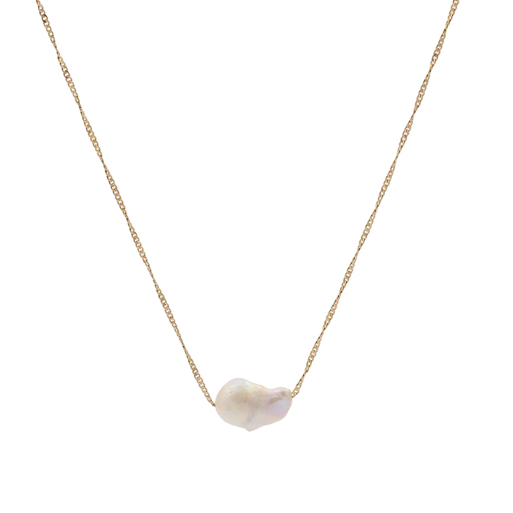 Простые неправильной формы большое колье с жемчужными подвесками