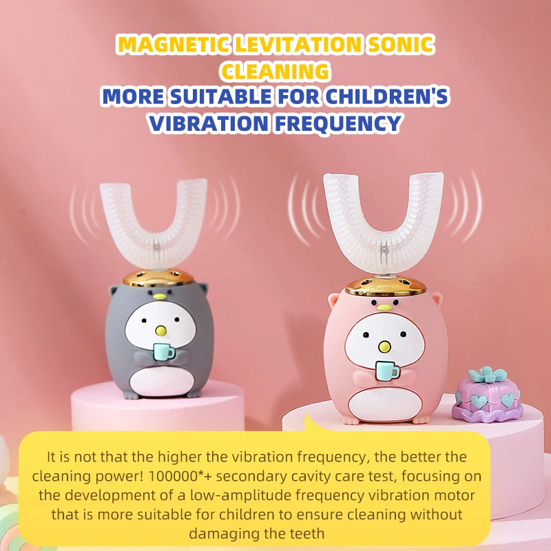 Новинка 360 ° умная звуковая U образная Детская электрическая зубная щетка Usb