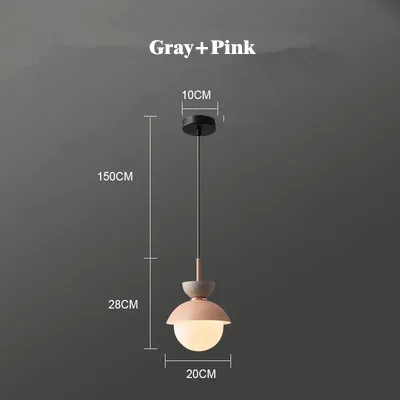 Gray Pink Креативная Подвесная лампа в скандинавском стиле для спальни, цветная лампа для ресторана, столовой, детской комнаты, Подвесная лампа для кафе, бара, магазина, осветительная арматура - Цвет корпуса: Gray Pink