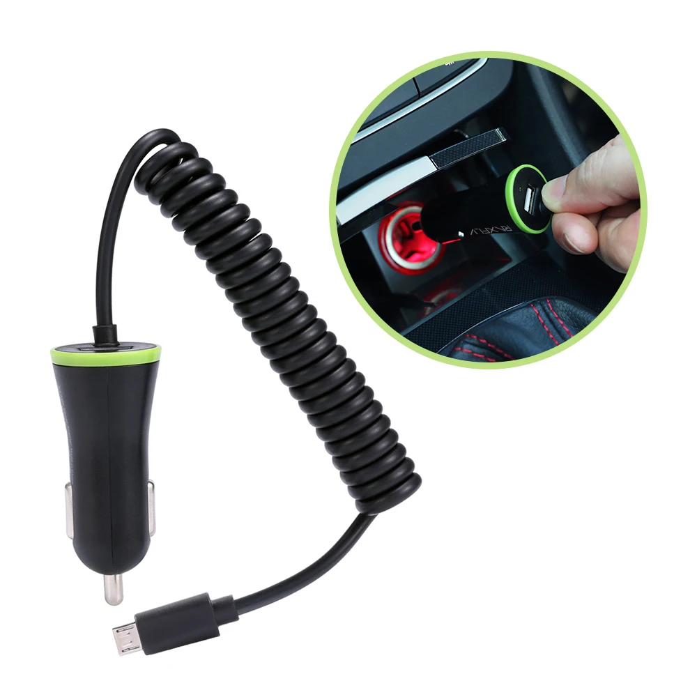 Универсальное автомобильное зарядное устройство с кабелем для iPhone X 8 Plus usb порт