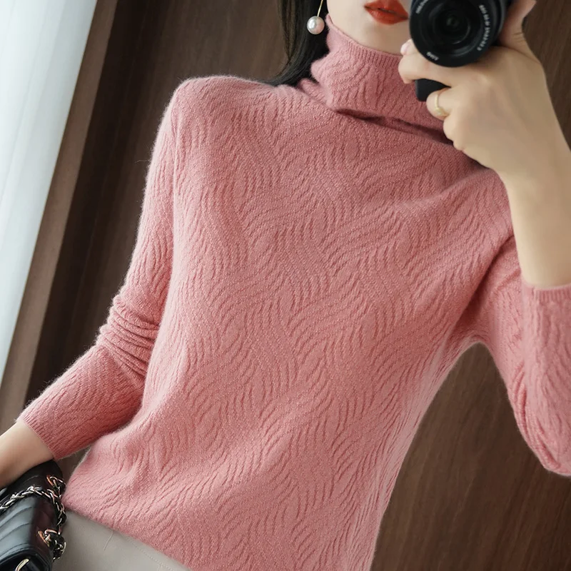 Новинка 2021 шерстяной свитер Базовая рубашка с ворсовым воротником и длинными