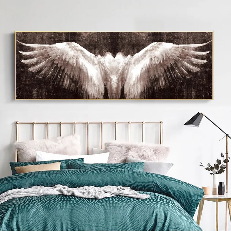 

White And Black Angel Wings Canvas Painting Wall Art Wings of God Picture For Living Room Posters And Prints Home Decor