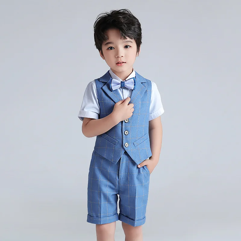 Летний Костюм Джентльмена для маленьких мальчиков Праздничная детская одежда