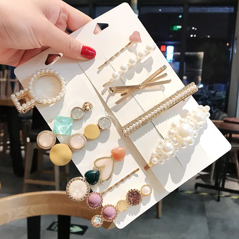 

Girls Jewelry Gifts Hairgrips Women Trendy 5/6/7/8/9pcs/set Hair Clips Pearl