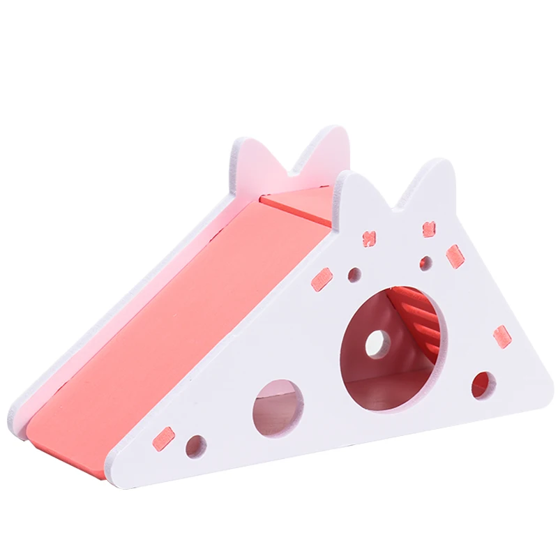 

2021 Hideout Cute Hamster Exercise Toy Wooden Hamster House with Ladder Slide for Guinea Pig Hamster Accessories Hamster Cage