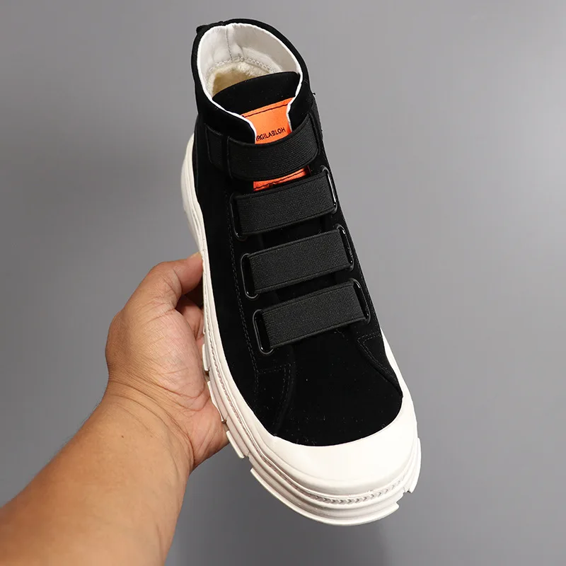 Мужские туфли из вулканизованной парусины с высоким берцем модные удобные