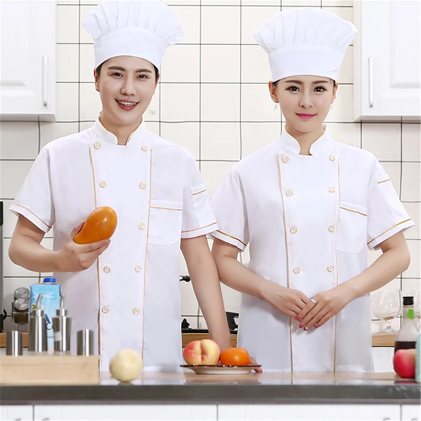 Мужской и женский Ресторан пекарня Барбекю Куртка Кухня Повара Униформа двубортный дышащий шеф-повара Пальто Фартук Рабочая одежда