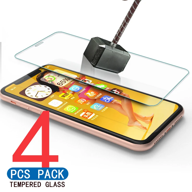 

4Pcs on Protective Glass for iPhone X XR XS Max Screen Protector film For iPhone 11 12 13 Pro Max mini Tempered Glass ipone 13