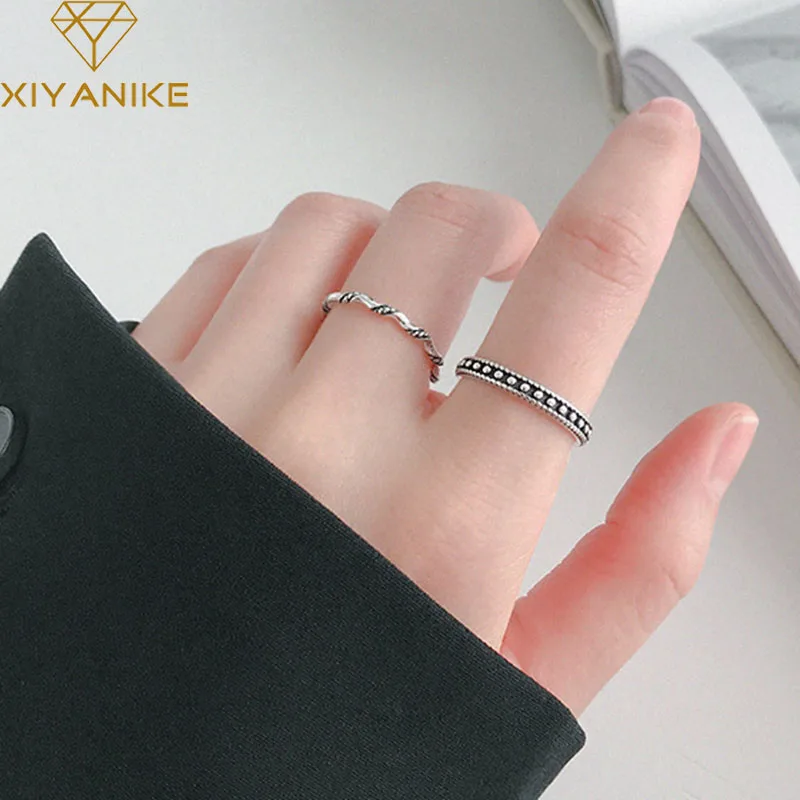 

XIYANIKE Prevent Allergy Silver Color New Fashion Punk Finger Rings Vintage Wave Irregular Jewelry Adjustable for Women