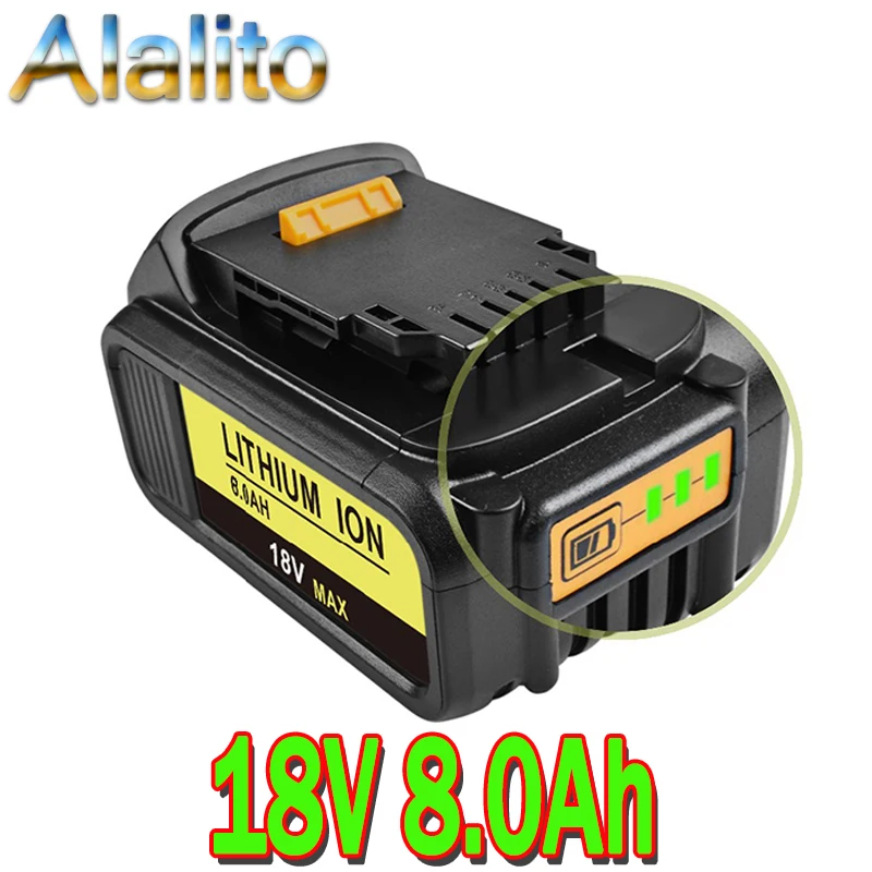 Оригинальный аккумулятор Dewalt для электроинструмента 8000 мАч 18 в DCB180 DCB181 DCB182 DCB201 2
