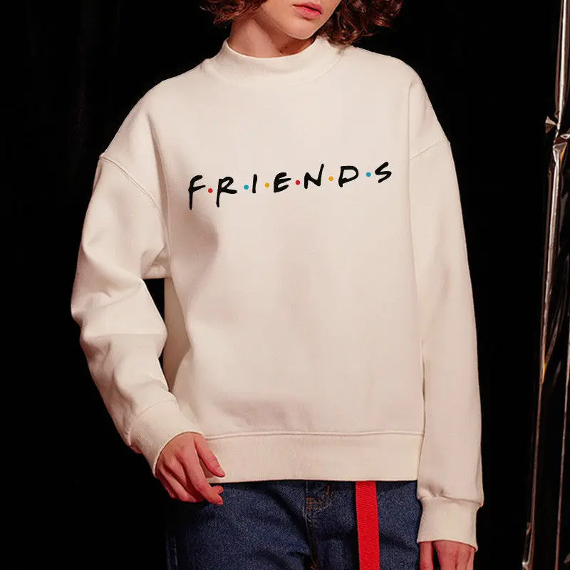 Brand New 2019 Womens 5 Colors Letters FRIENDS Print Long Sleeve Hoodie Sweatshirt Ladies Slouch Pullover Jumper Tops S M L XL