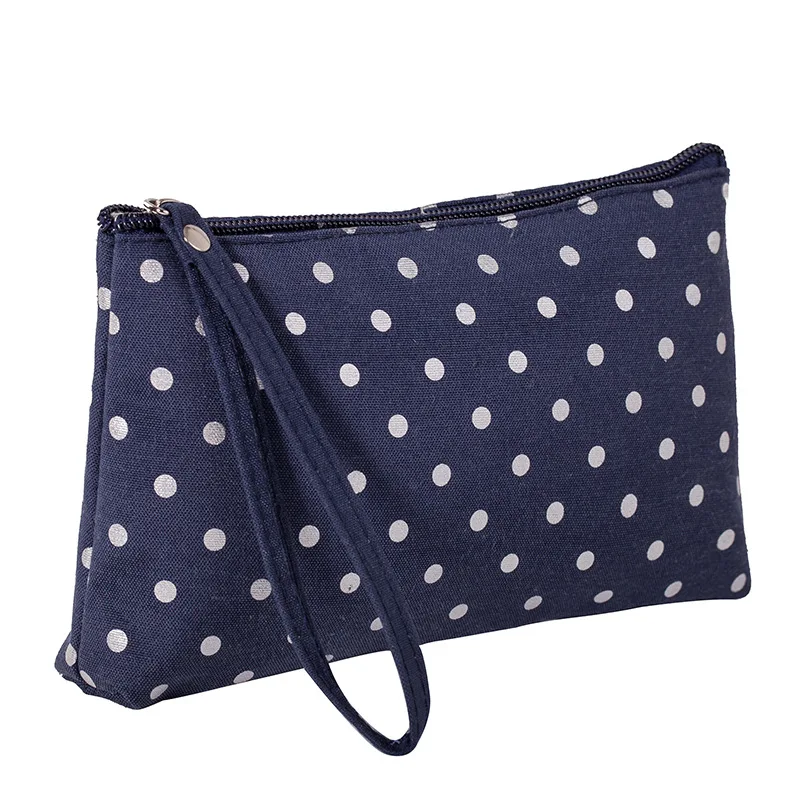 Dark Blue Модная женская косметичка в горошек для путешествий, тканевая косметичка, косметичка на молнии, женская косметичка, сумочка, сумки, сумки - Цвет: Dark Blue