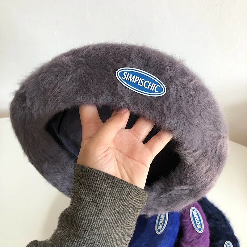 

2020 New Fashion Autumn And Winter Rabbit Fur Berets Simple Casual Retro Joker Woman Hat Keep Warm Painter Caps