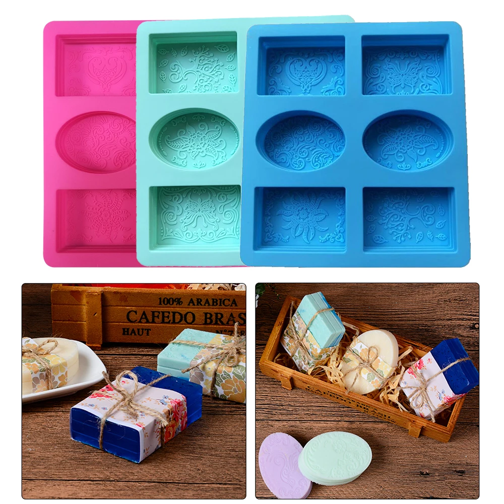 

6 Cavity Silicone Soap Mold DIY Rectangle Oval Silicone Soap Mold Home Handmade Craft Making Bathroom Soap Gift