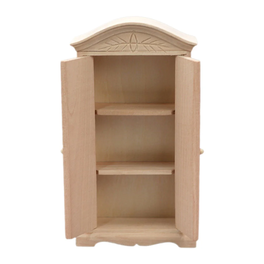 

1Pc Delicate Tabletop Wardrobe Decoration Mini House Wooden Closet Adornment