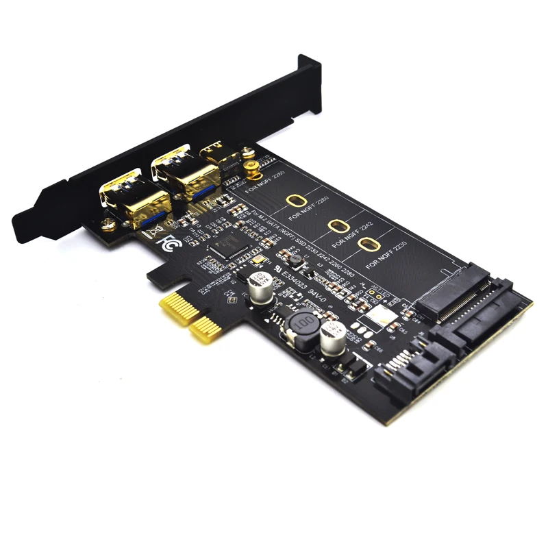 Фото 2x USB 3,0 & Тип-c M.2 адаптер PCI-e M2 SSD SATA B Ключ к PCIe 3,0 конвертер контроллера карты расширения для 2280 2260 2242 2230 NGFF №5