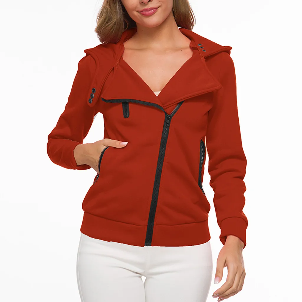 Новая модная женская теплая Длинная толстовка на молнии куртка с капюшоном