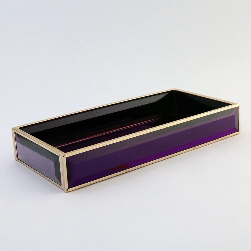 

Glass Tray Plate Translucent Dresser Cosmetics Perfume Storage Holder Jewelry Display Makeup Organizer for Vanity Dresser
