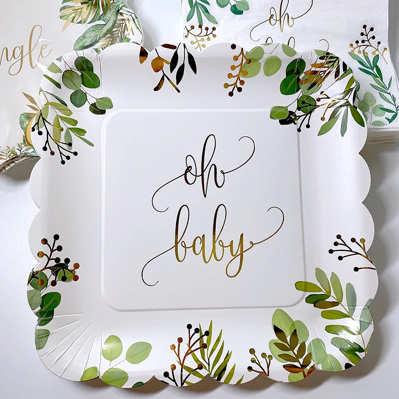 Omilut Forest Oh Детские тарелки дикие одноразовые на день рождения с бронзирующей