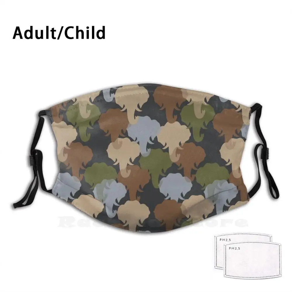

Elephant Camouflage Pattern Adult Kids Anti Dust Filter Diy Mask Camouflage Animals Animal Camouflage Animal Camouflage Pattern