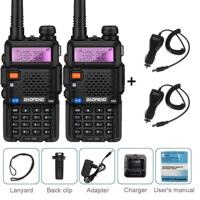 add 2car charger 2 шт. BAOFENG UV-5R 8 Вт высокомощная портативная рация VHF UHF любительская радиостанция двухдиапазонный радиоприемник HF Amador UV 5R Охота - Цвет: add 2car charger