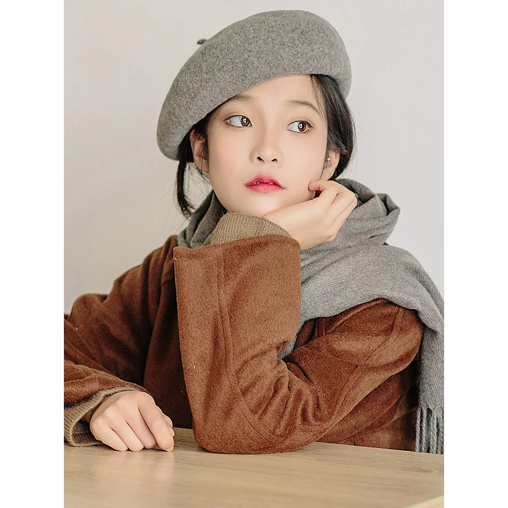 

French Beret Hat Women Autumn Winter Plain Cap Wool Warm Street Shopping Stylish Berets Femme Girl's Beanie Hats Caps
