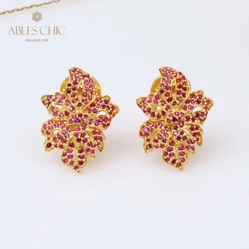 

6prs 925 Sterling Silver Micro Paved Cubic Zirconia Flower Earrings Rose Blossoms Stud Earring Renaissance Jewelry C11E4S25282