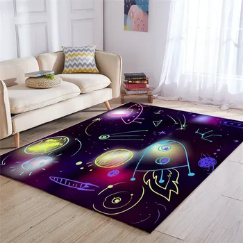 BlessLiving Comsic Large Carpets for Living Room 3D Galaxy Center Floor Mat Cartoon Spaceship Soft Area Rug Universe Space Tapis 2