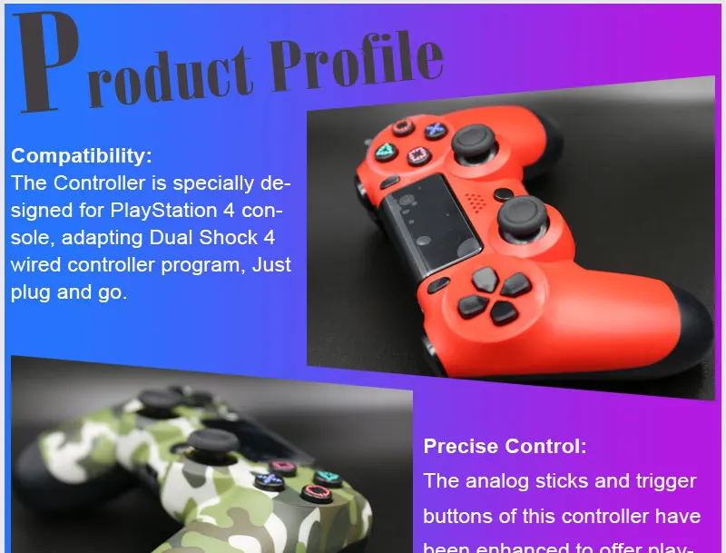 Dualshock 4 проводной джойстик usb для PS4 PRO джойстик геймпад двойной шок для PS4 консоль для Playstation 4 PS3 PC