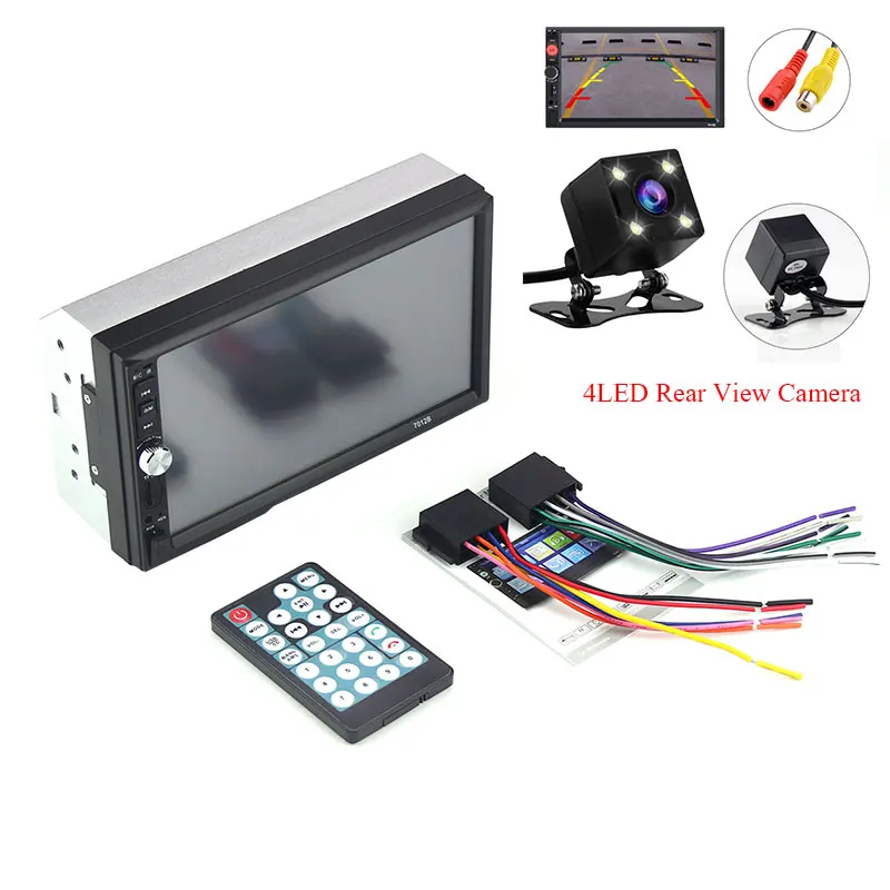 A player-4led camera 2 Din универсальный автомобильный Радио плеер 7 дюймов HD мультимедийная камера MP5 Авторадио Bluetooth аудио Зеркало Ссылка gps навигация 7012B - Цвет: A player-4led camera