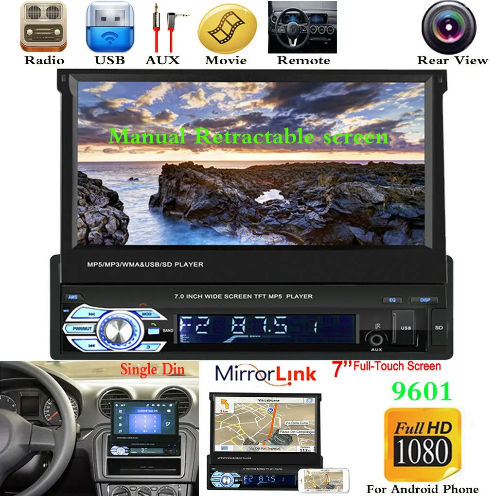 Автомагнитола 7 дюймов HD 1DIN с сенсорным экраном fm радио Bluetooth MP5 плеер + телефонная