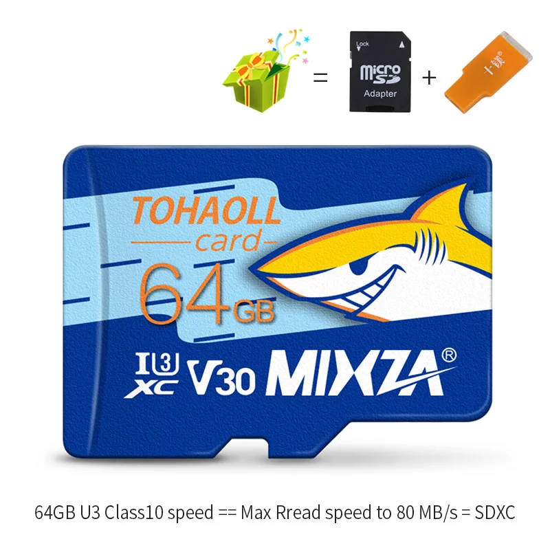 64GB U3 Карта памяти MIXZA HY, 256 ГБ, 128 ГБ, 64 ГБ, U3, 80 МБ/с./с, 32 ГБ, Micro sd карта, класс 10, UHS-1, флеш-карта, память, Microsd, TF/sd карта s - Емкость: 64GB U3