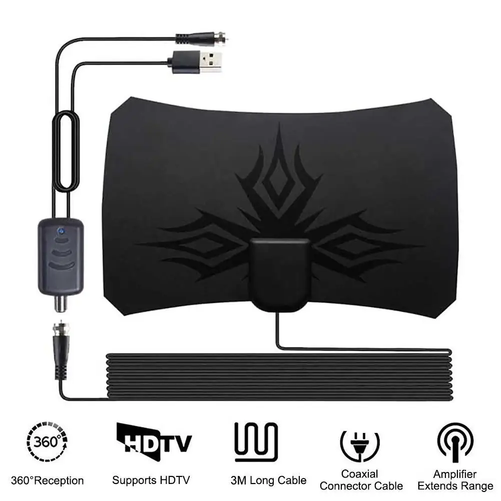 

New HD 1080P 1180 Miles 4K Digital HDTV Aerial Indoor Amplified Freeview TV For Life Local Channels Broadcast Antenna Amplifier