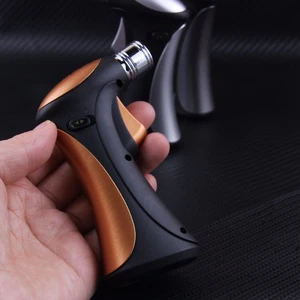 Metal spray gun inflatable butane lighter windproof cigarette lighter fixed lock kitchen cigar cigarette accessories mens gift