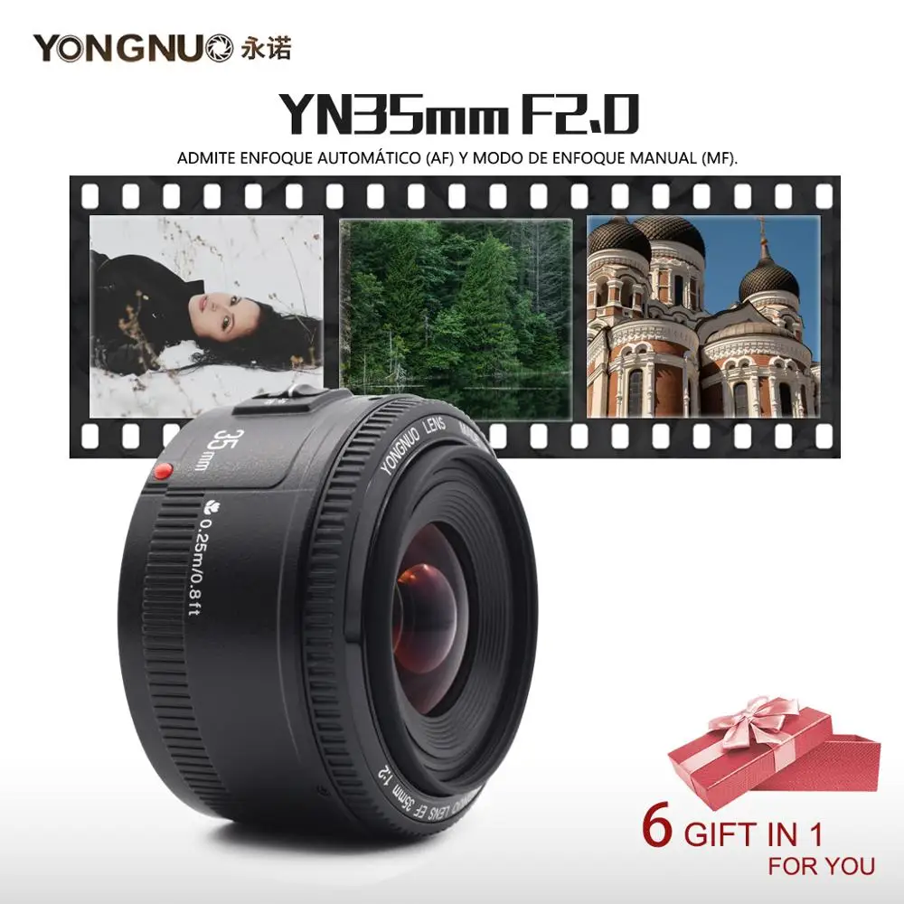 YONGNUO YN 35 мм F2 объектив камеры для Nikon Canon EOS YN35MM объективы AF MF широкоугольный 600D 60D 5DII