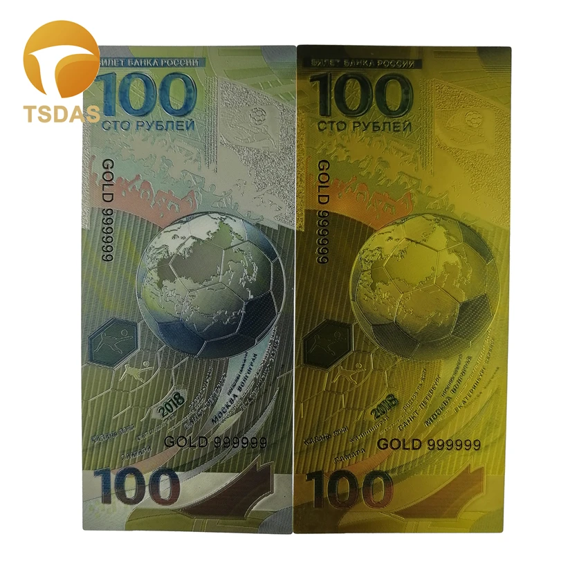 10 шт./лот Роскошные банкноты из серебра/золота с российским 100 рублем в качестве