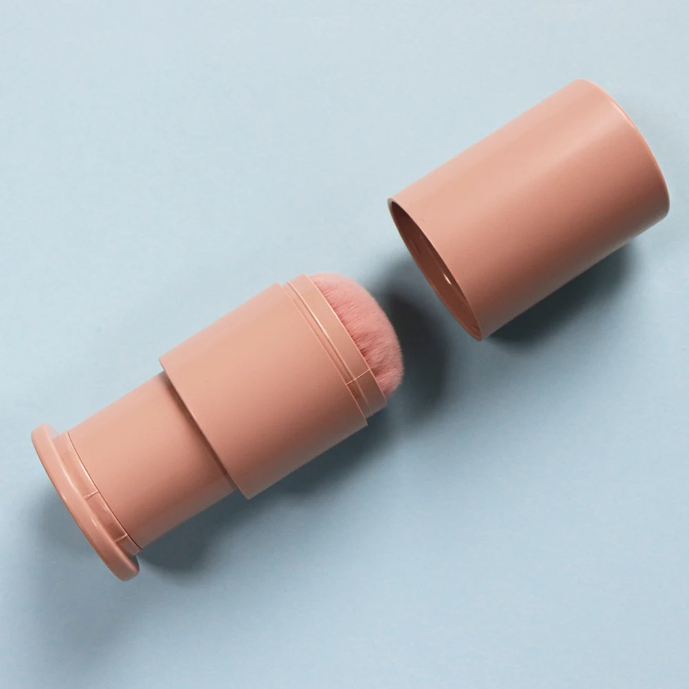 Телескопическая розовая мягкая синтетическая щеточка для макияжа с чехлом