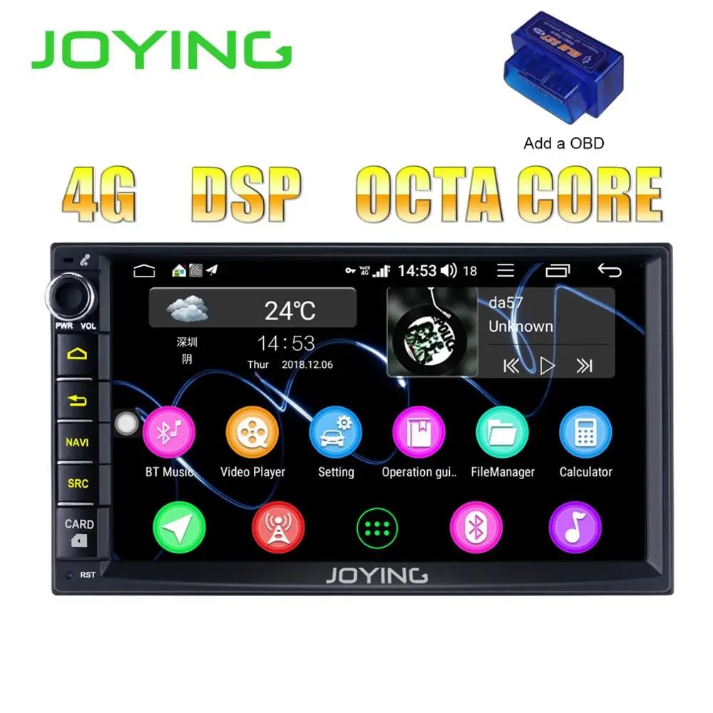 Add OBD Двойной 2Din " Восьмиядерный 4 Гб+ 64 Гб головное устройство Android 8,1 Универсальное автомобильное радио стерео музыкальный плеер Встроенный 4G модуль DSP Carplay - Цвет: Add OBD